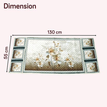 Eternal Floral Printed Quilted Fridge Top Cover with side Pockets - Ivory Luxe