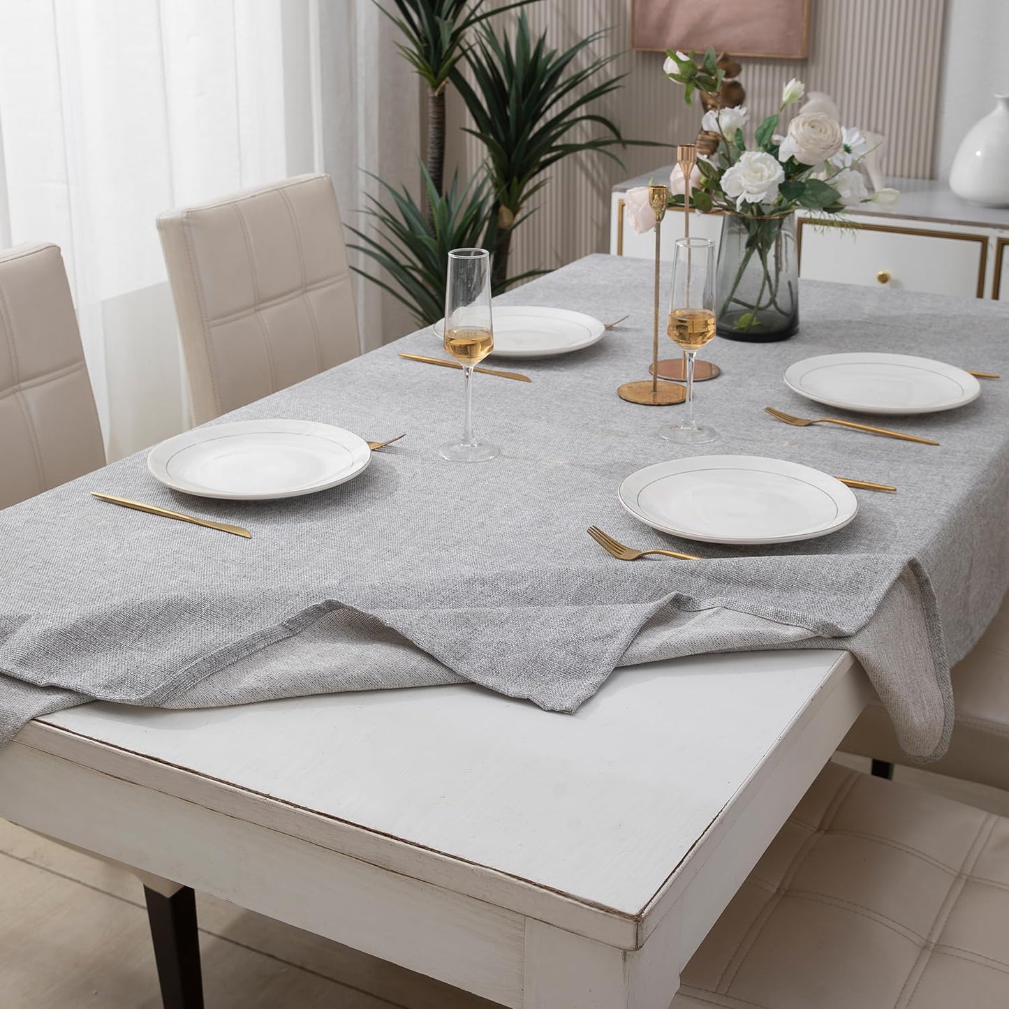 Poly Jute Dining Table Cover, Grey