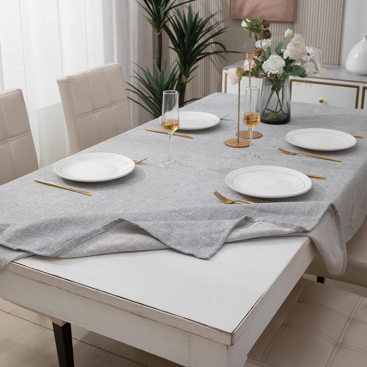 Buy grey colour poly jute table linens | HOKIPO