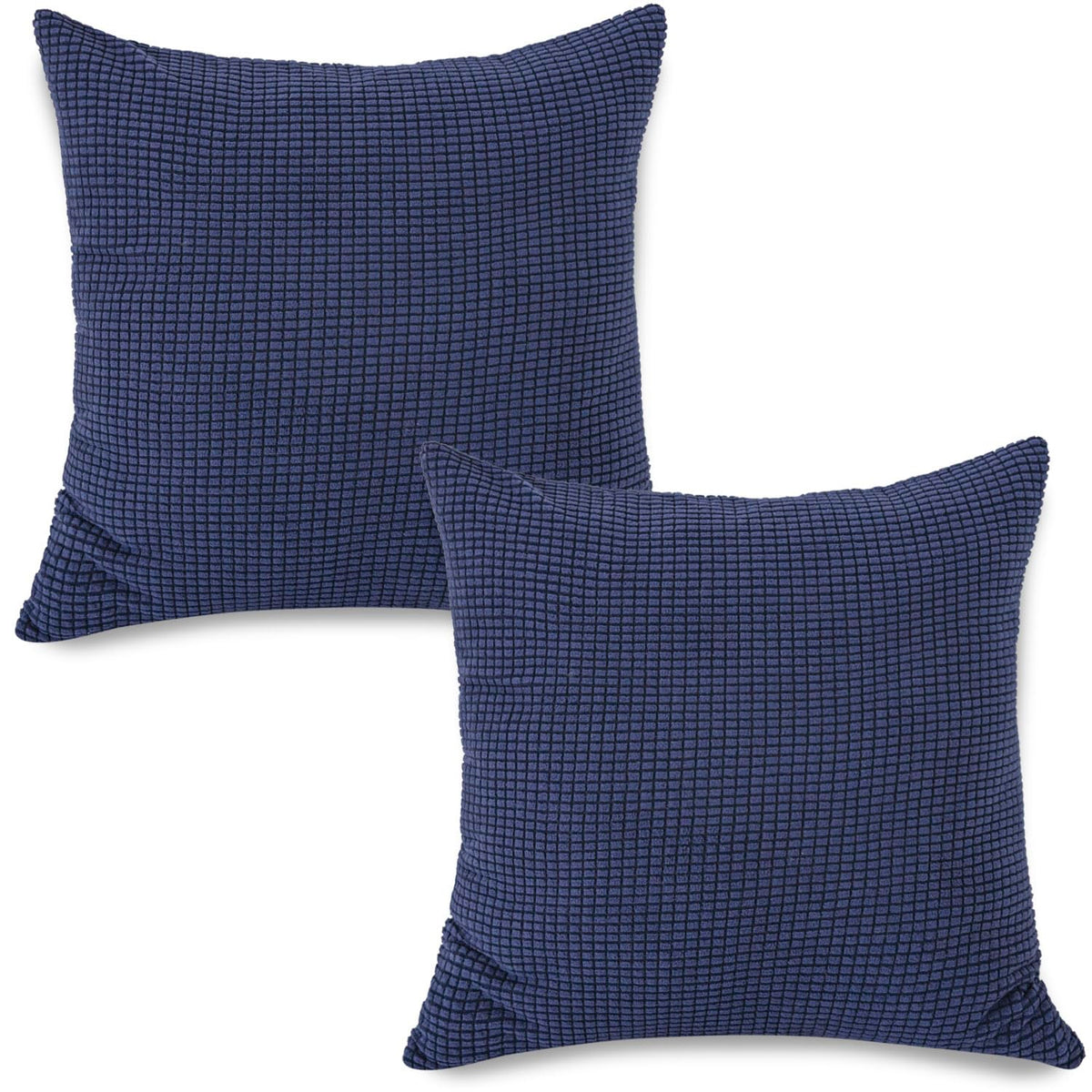 Premium Navy Blue Colour Grid Texture Jacquard Cushion Cover | 18x18 Inch Size