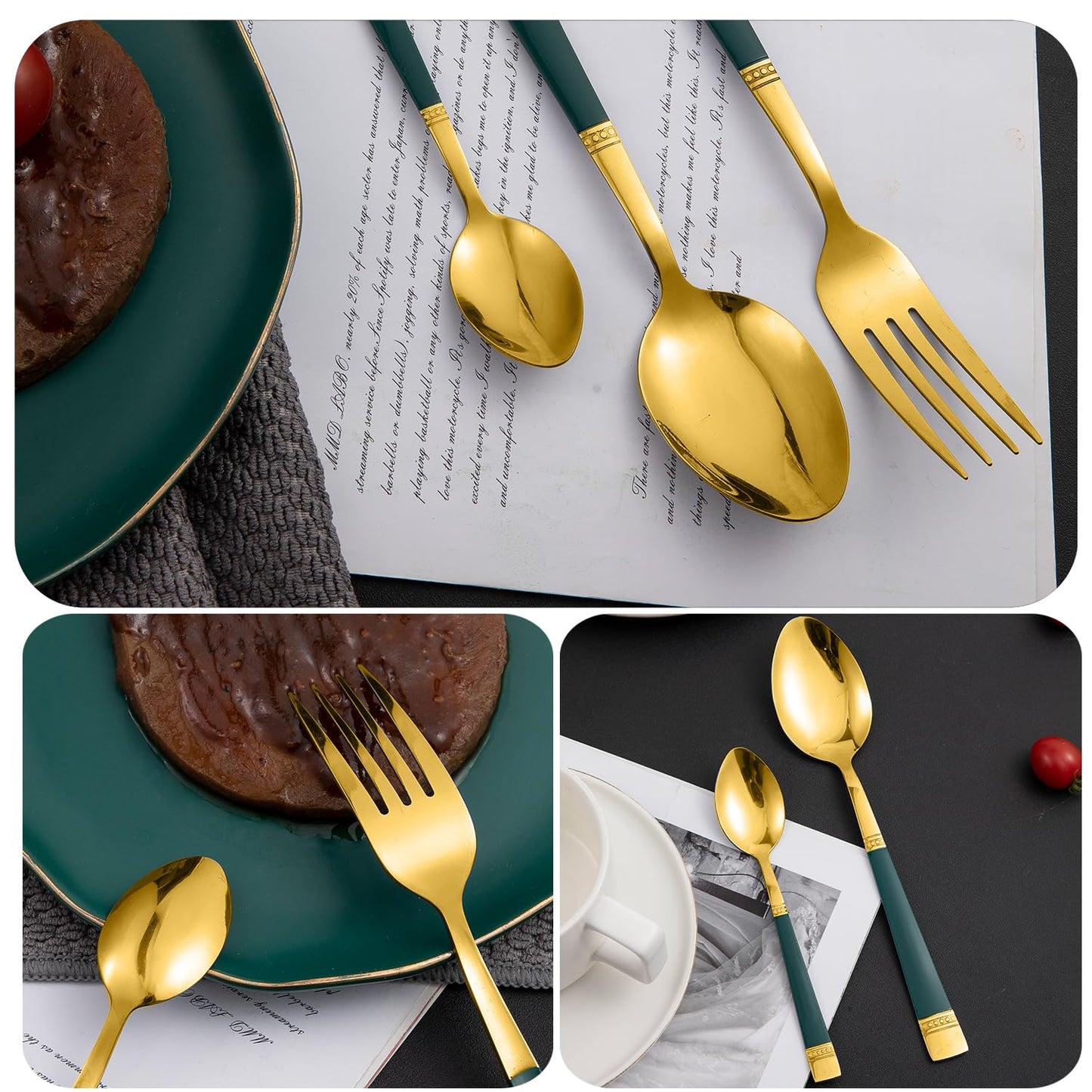 Cutlery Set of 18 / 24 Pcs Stainless Steel Flatware Set, Mirror Finish - Gold