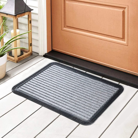 All Purpose Doormat with Rubber Backing, Thick mat for Outdoor and Indoor use, Grey