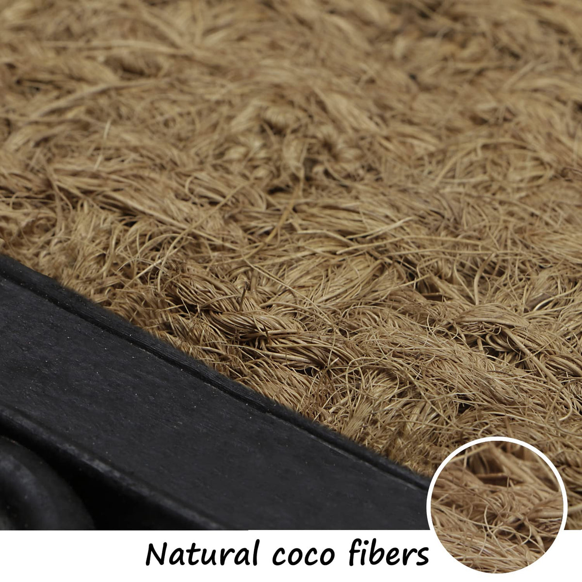 Natural Rubber Coir Doormat with Designer Border, Anti-Slip Rubber Backing, 45x75 cm