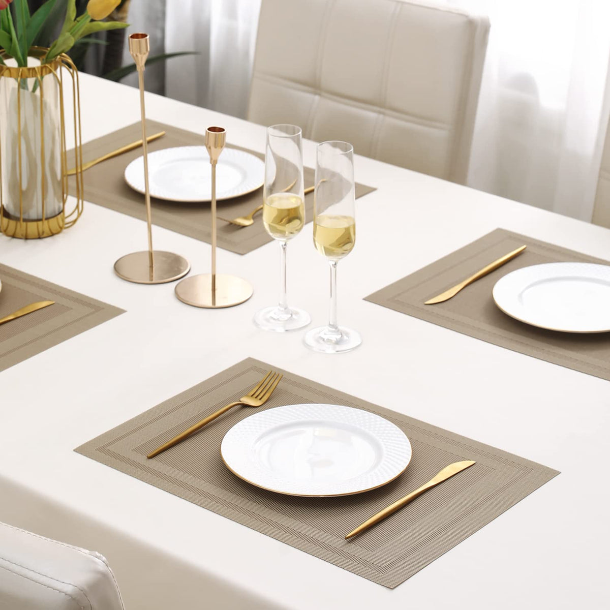 PVC Dining Table Mats, Beige