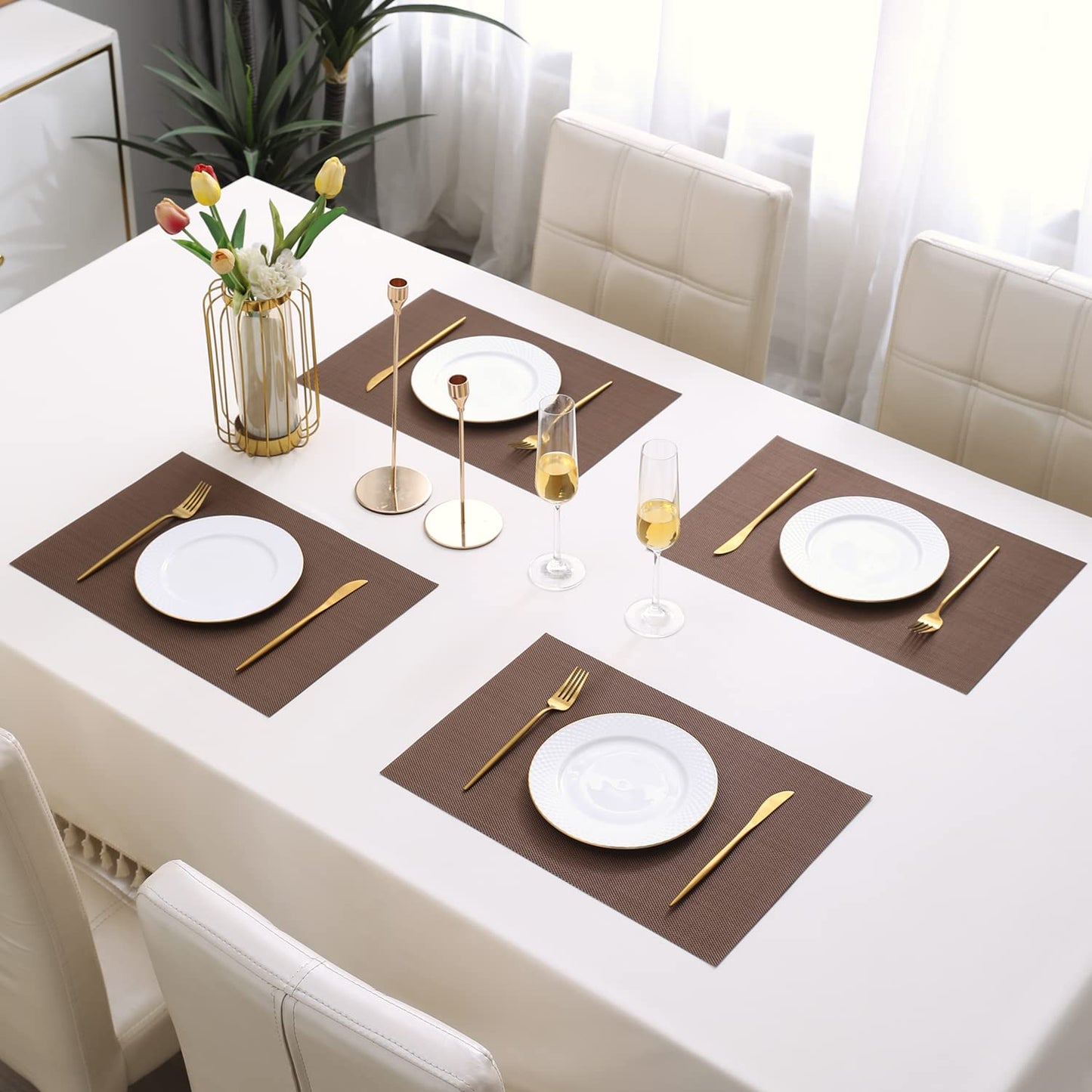 PVC Dining Table Mats, Brown