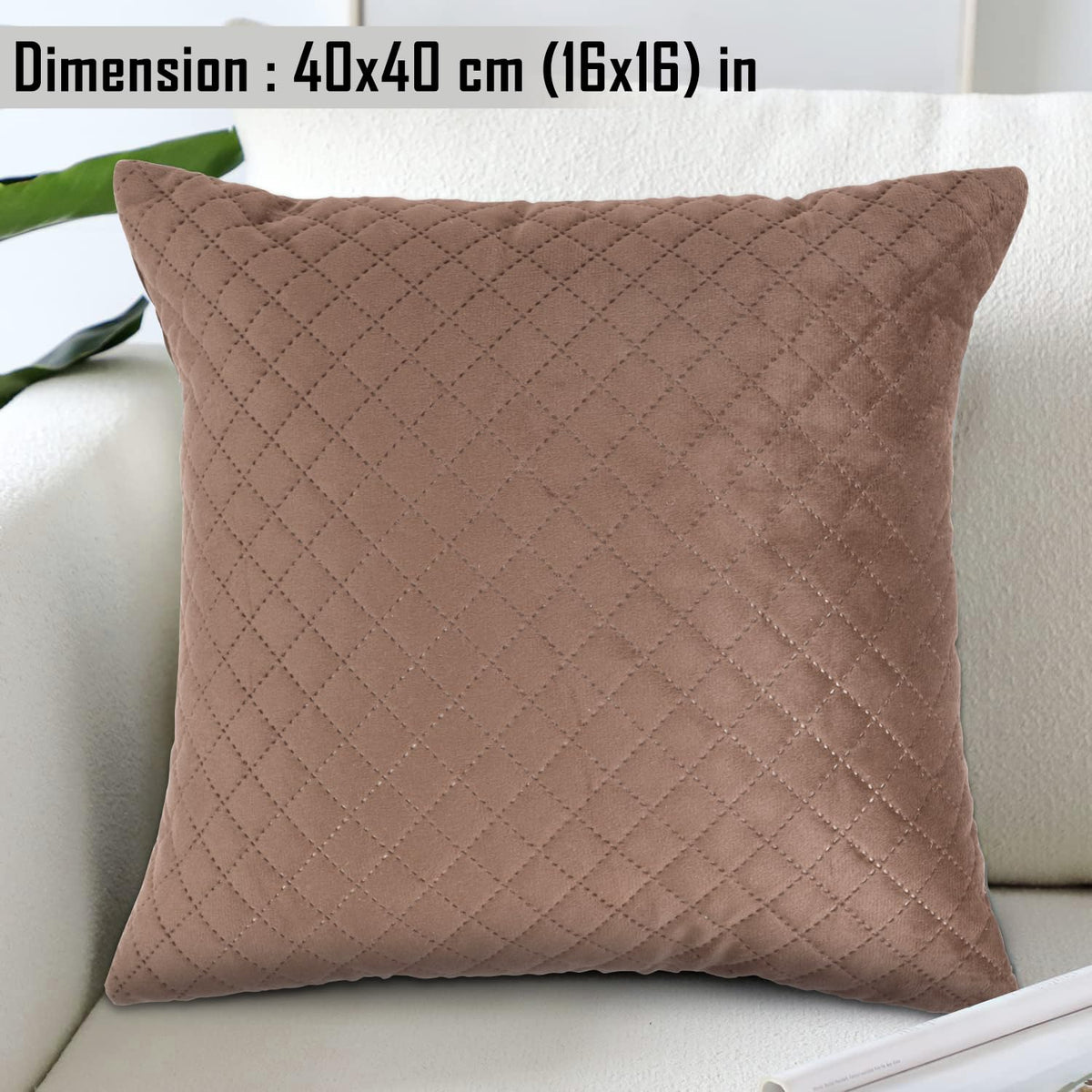 Buy Russet Brown Colour Premium Zippered Square Quilted Velvet Cushion Covers