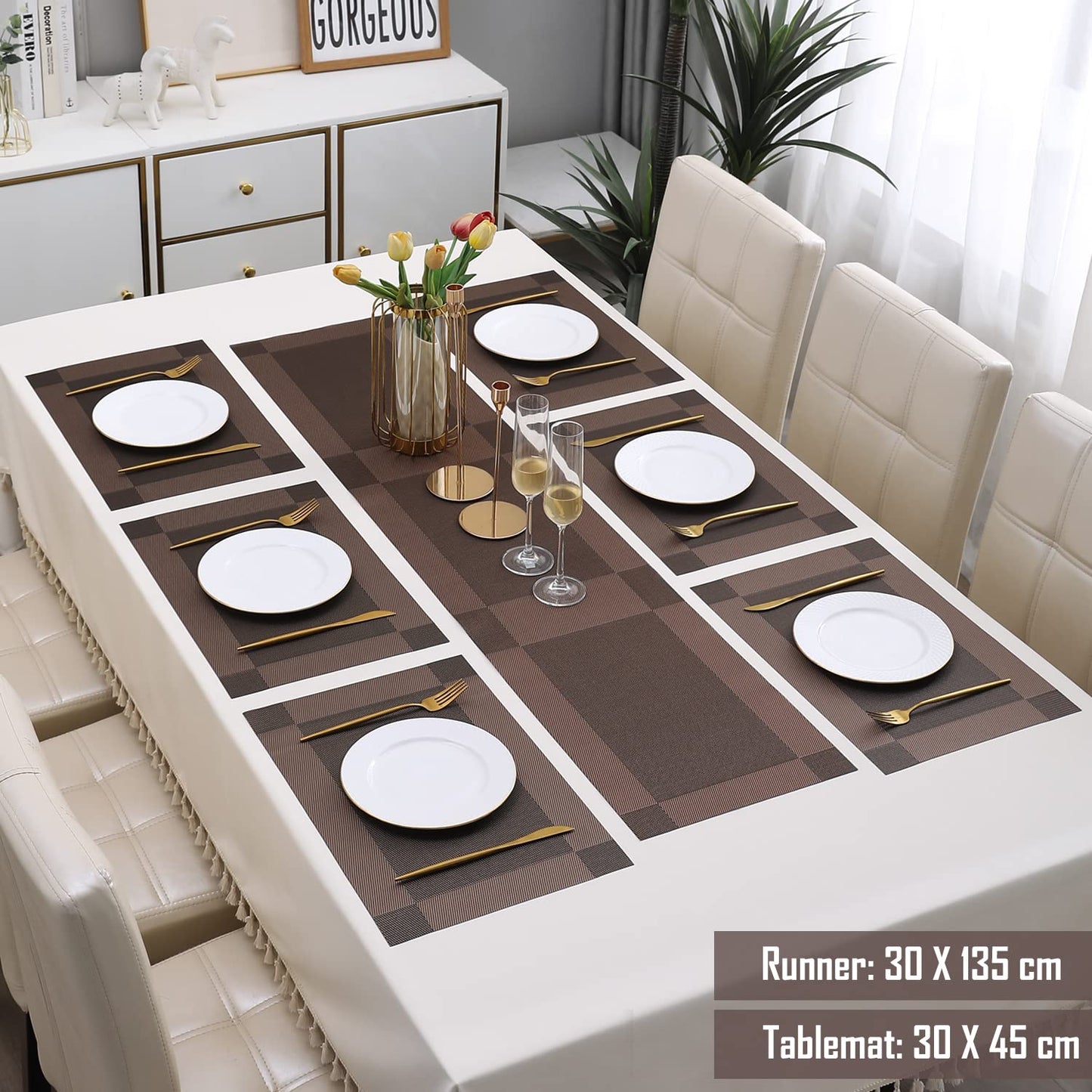 PVC Dining Table Mats, Dark Brown