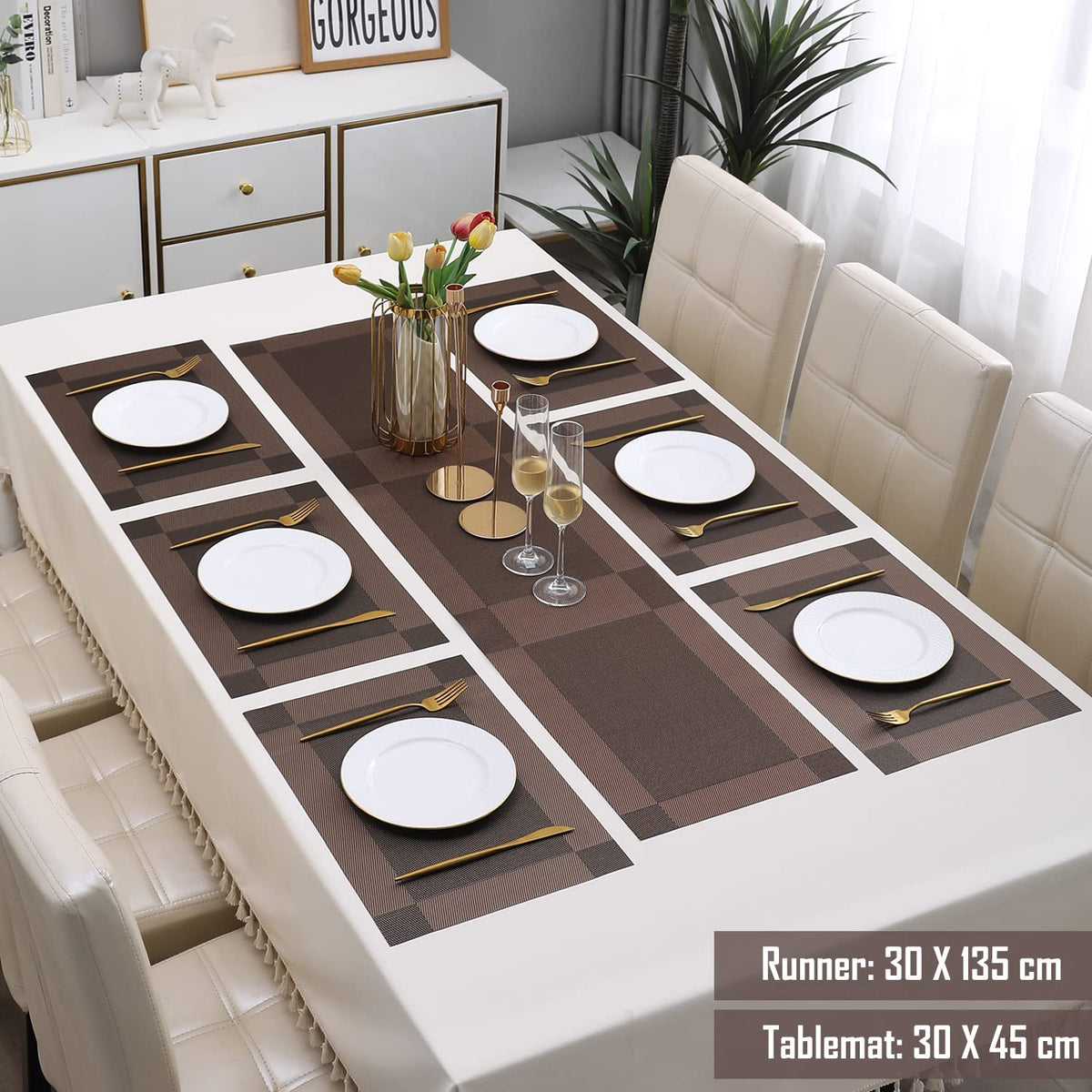 PVC Dining Table Mats, Dark Brown