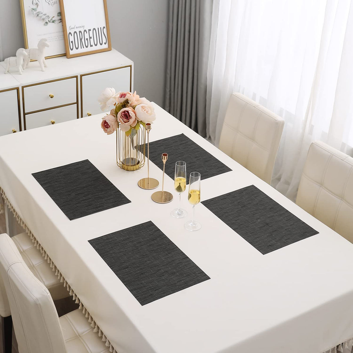 PVC Dining Table Mats, Black