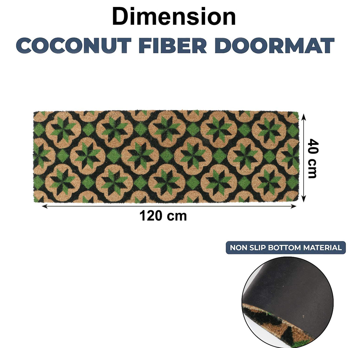 Coir Entrance Door Mat with Anti-Slip PVC Backing