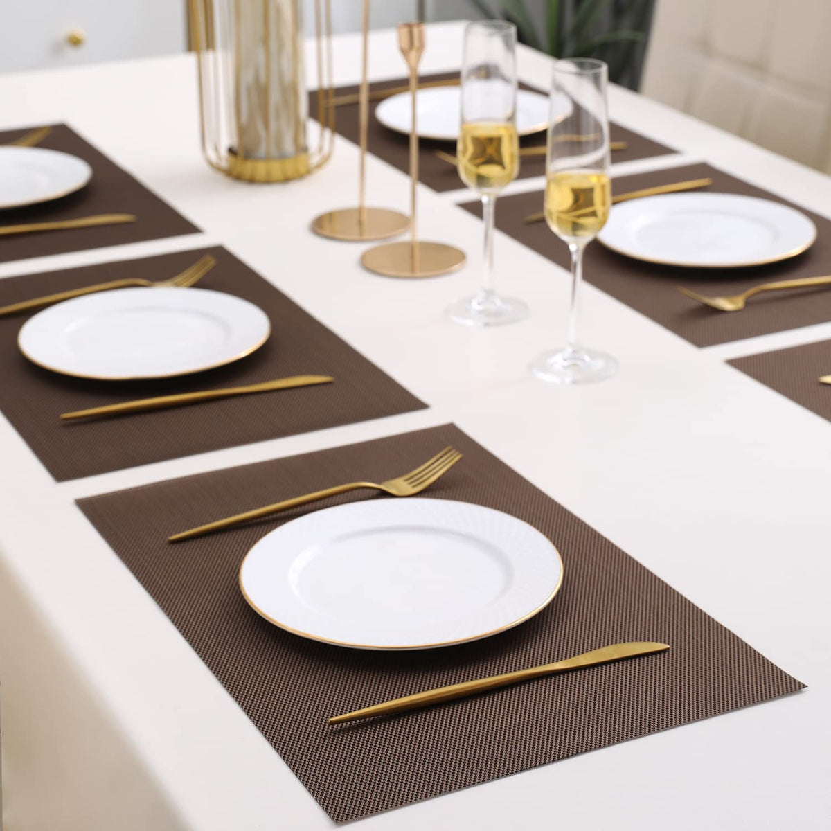 PVC Dining Table Mats, Brown