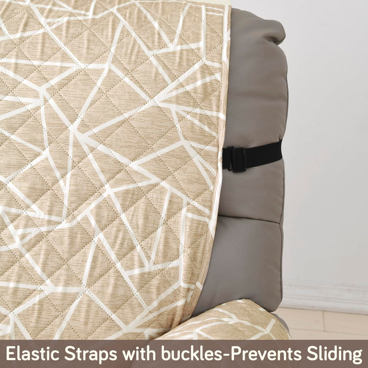 Quilted Recliner Water Repellent & Waterproof Cover for Small / Large - Beige Abstract Geometry
