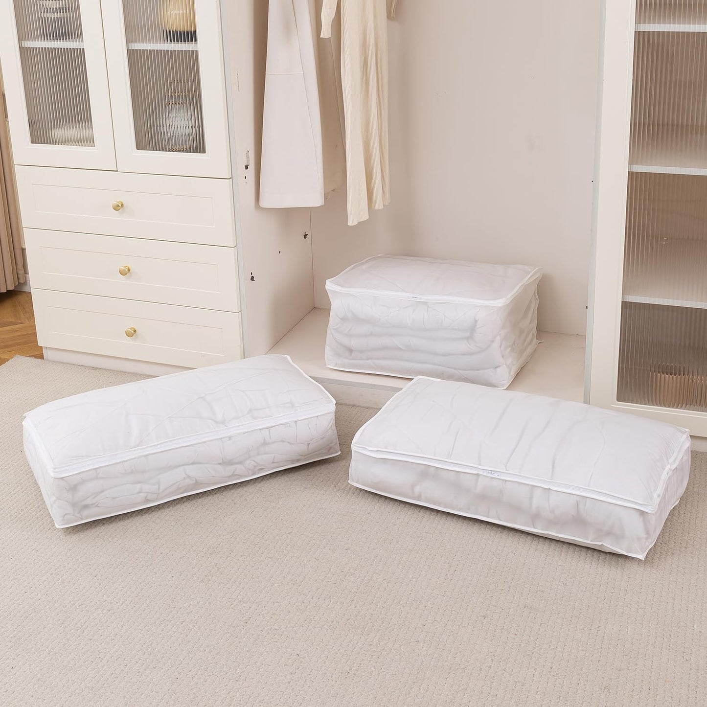 Foldable Clothes Organiser for Wardrobe and Closet Storage Bag - White