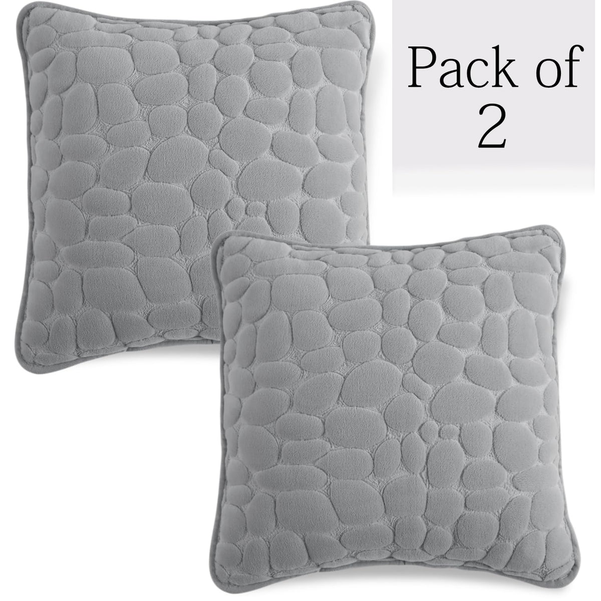 Buy Moon Grey Colour Premium Zippered Pebble Texture Milk Velvet pillow covers in set of 2