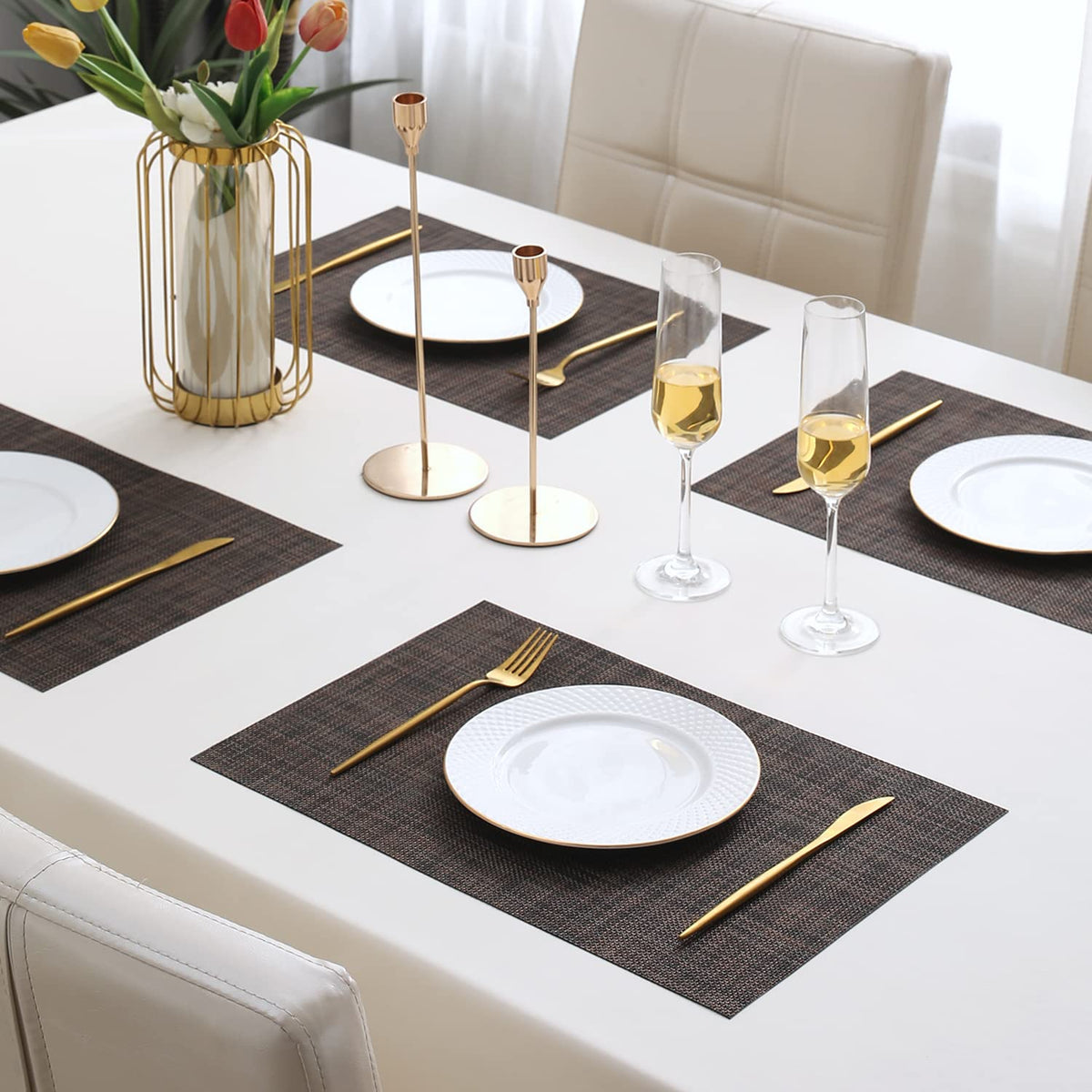 PVC Dining Table Mats, Dark Brown