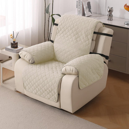 UrbanQuilt Recliner Sofa Slipcover Mat with Dual Belt for 1/2/3 Seater - Cream