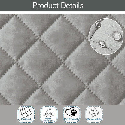 HOKIPO Quilted Reversible One Piece L Shape 4/5/6 Seater Sofa Cover Mat, Light Grey