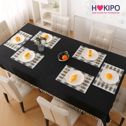 Classic Checks PVC Washable Mats for Dining Table - Sable Black