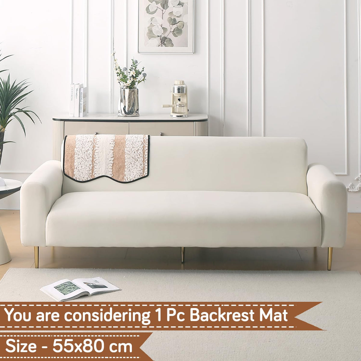 Luxury Wavy Plush Anti-Slip Sofa Cover Mats - Desert Brown