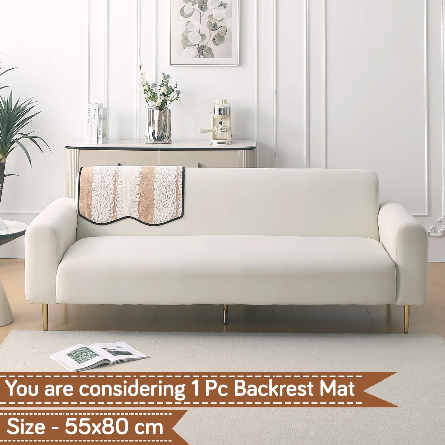 Luxury Wavy Anti Slip Plush Sofa Cover Mat, Desert Brown