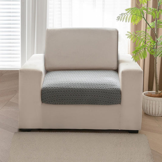 Stretchable Thick Jacquard Textured Seat Couch Cushion Cover for 1/2/3 Seaters, Dark Grey