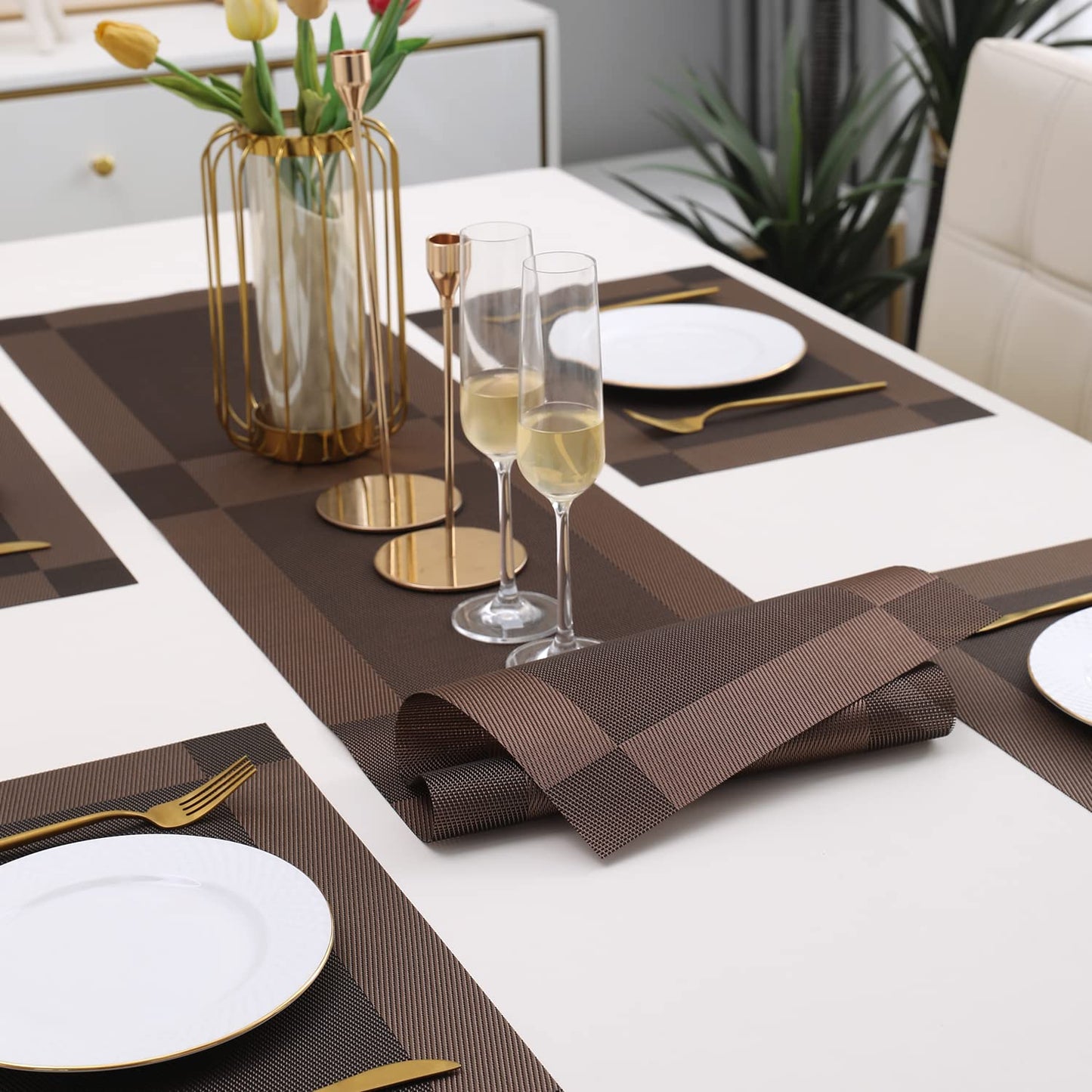 PVC Dining Table Mats, Dark Brown