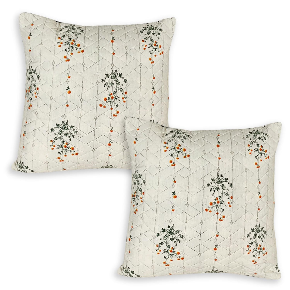 Quilted Printed Sofa Cover with Pockets, Light Green Ash Gypsy Floral