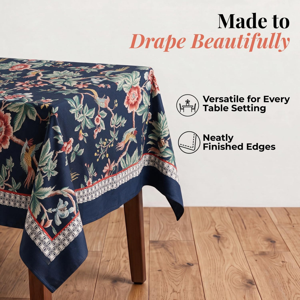 HOKIPO Festive Table Cloth for 6 Seater Table, Blue - image 4