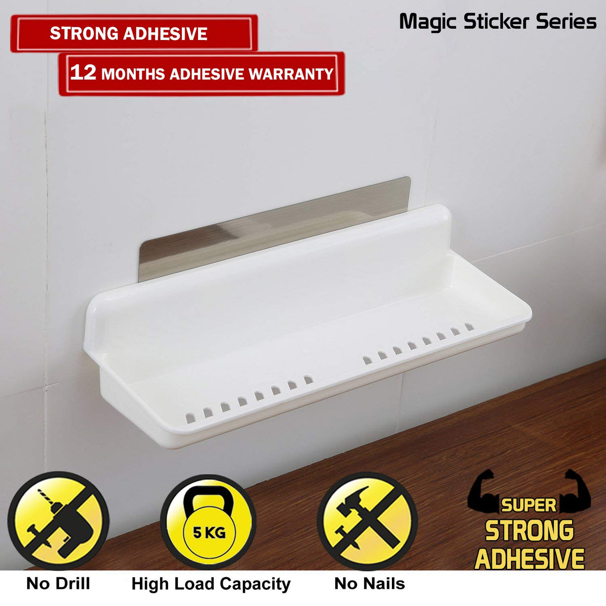 Wall mounted plastic tray for organising accessories | HOKIPO