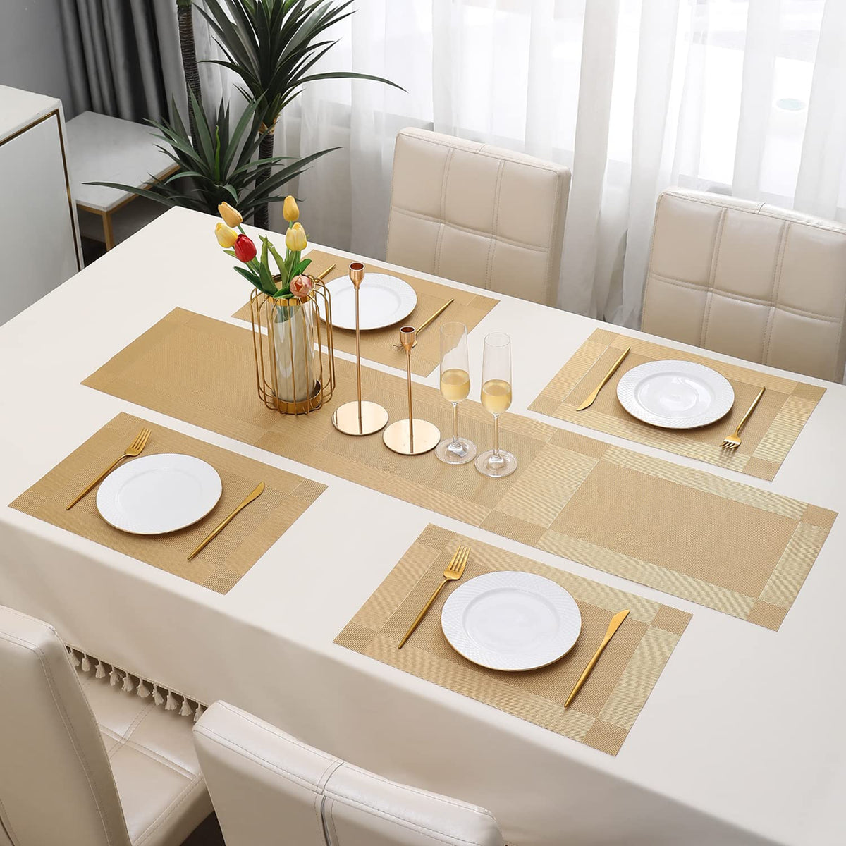PVC Dining Table Mats, Gold