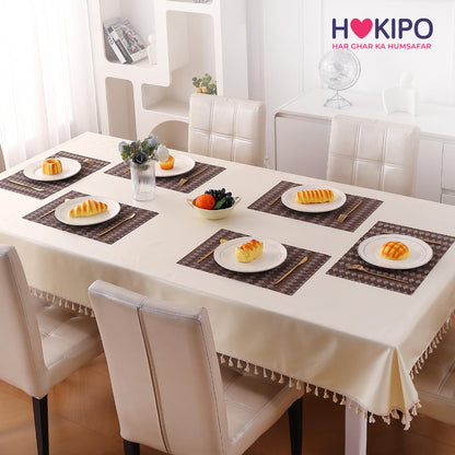 RhombusEcho Washable PVC Mats for Dining Table - Taupe Brown