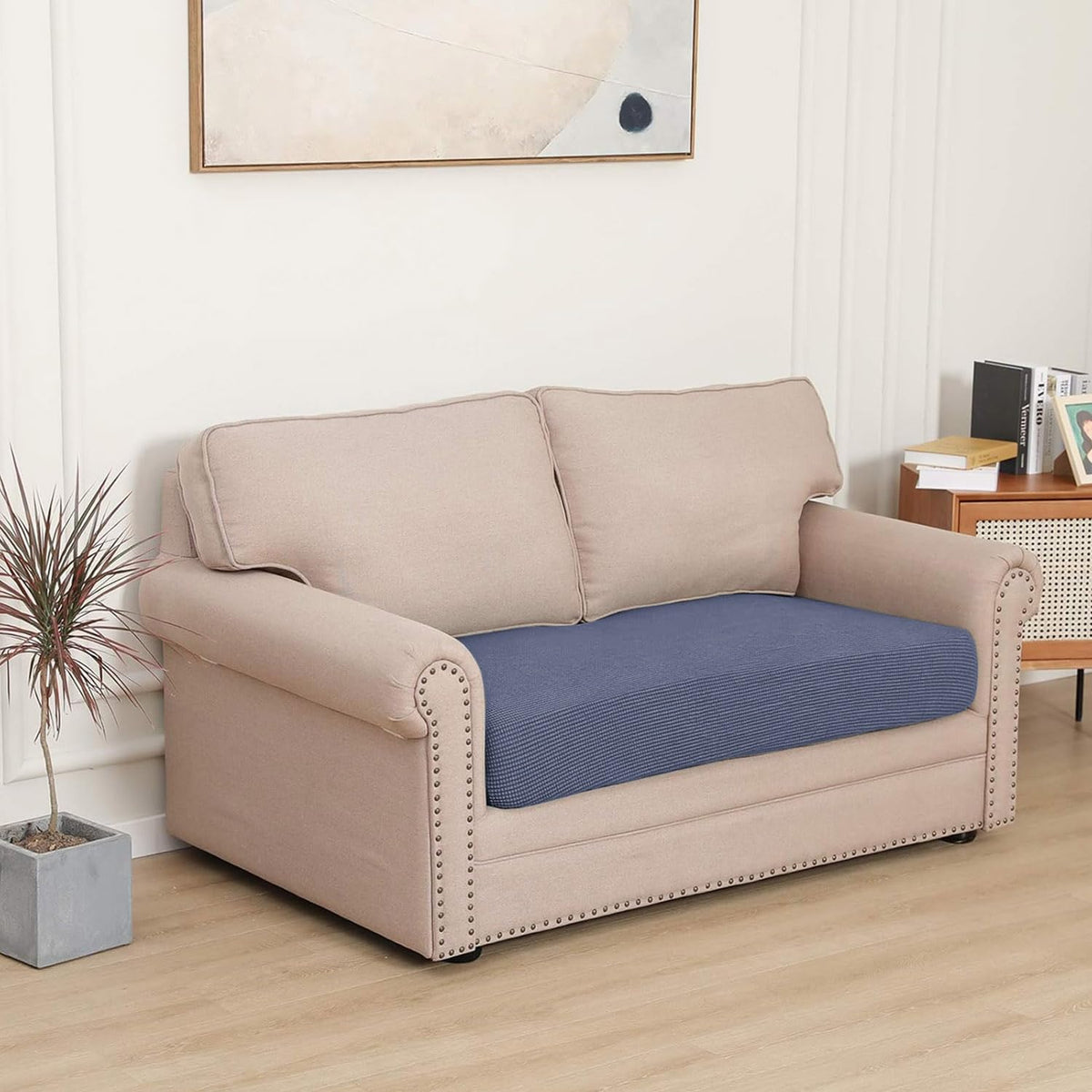Stretchable Thick Jacquard Textured Seat Cushion Cover for 1/2/3 Seaters / Pieces for Sofa, Dark Grey