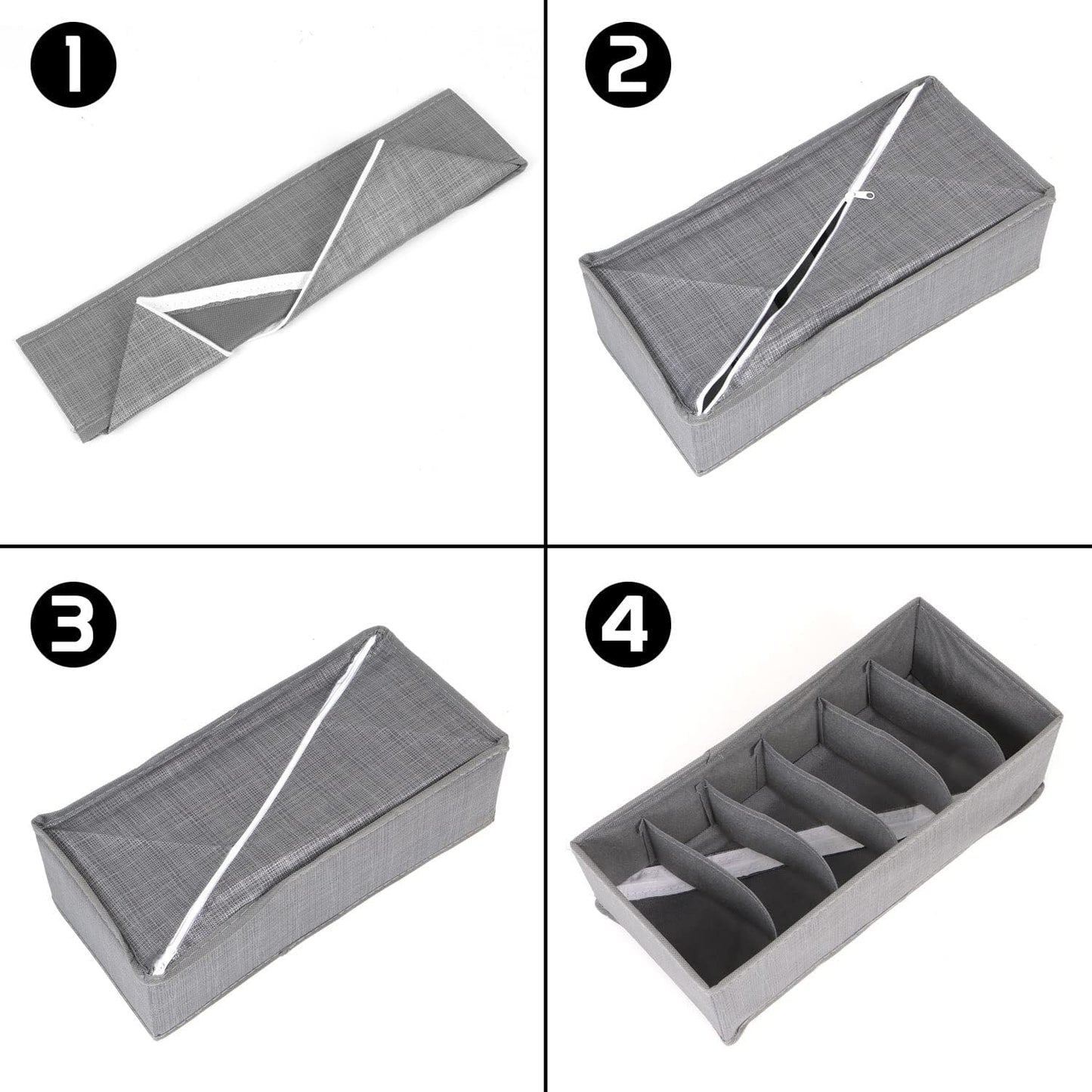 Non-Woven Fabric Undergarment Organizer Storage Box For Drawers Bra Panty Socks Tie Lingerie Organizer For Wardrobe, Grey