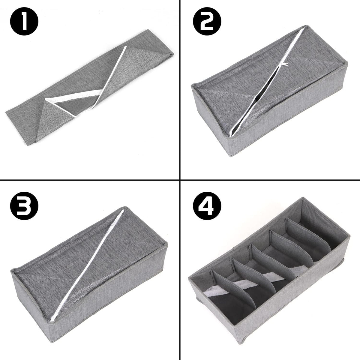 Non-Woven Fabric Undergarment Organizer Storage Box For Drawers Bra Panty Socks Tie Lingerie Organizer For Wardrobe, Grey