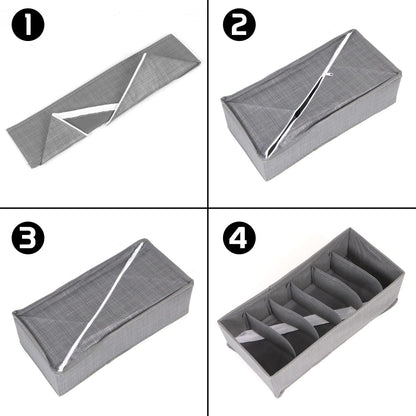 Non-Woven Fabric Undergarment Organizer Storage Box For Drawers Bra Panty Socks Tie Lingerie Organizer For Wardrobe, Grey
