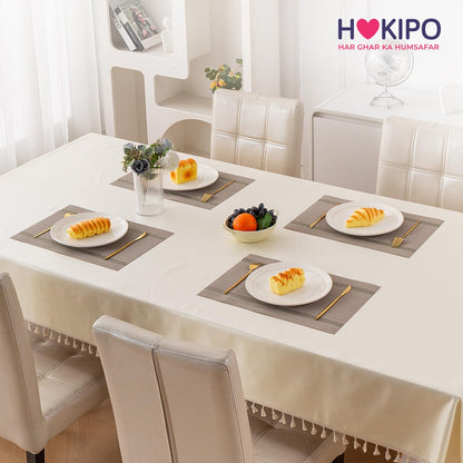 Chevron Stripes PVC Mats for Dining Table - Taupe Brown