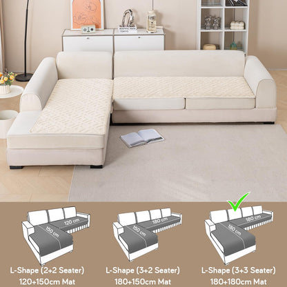 Velvet Maze Premium L Shape Sofa Cover Seat Mat, Beige