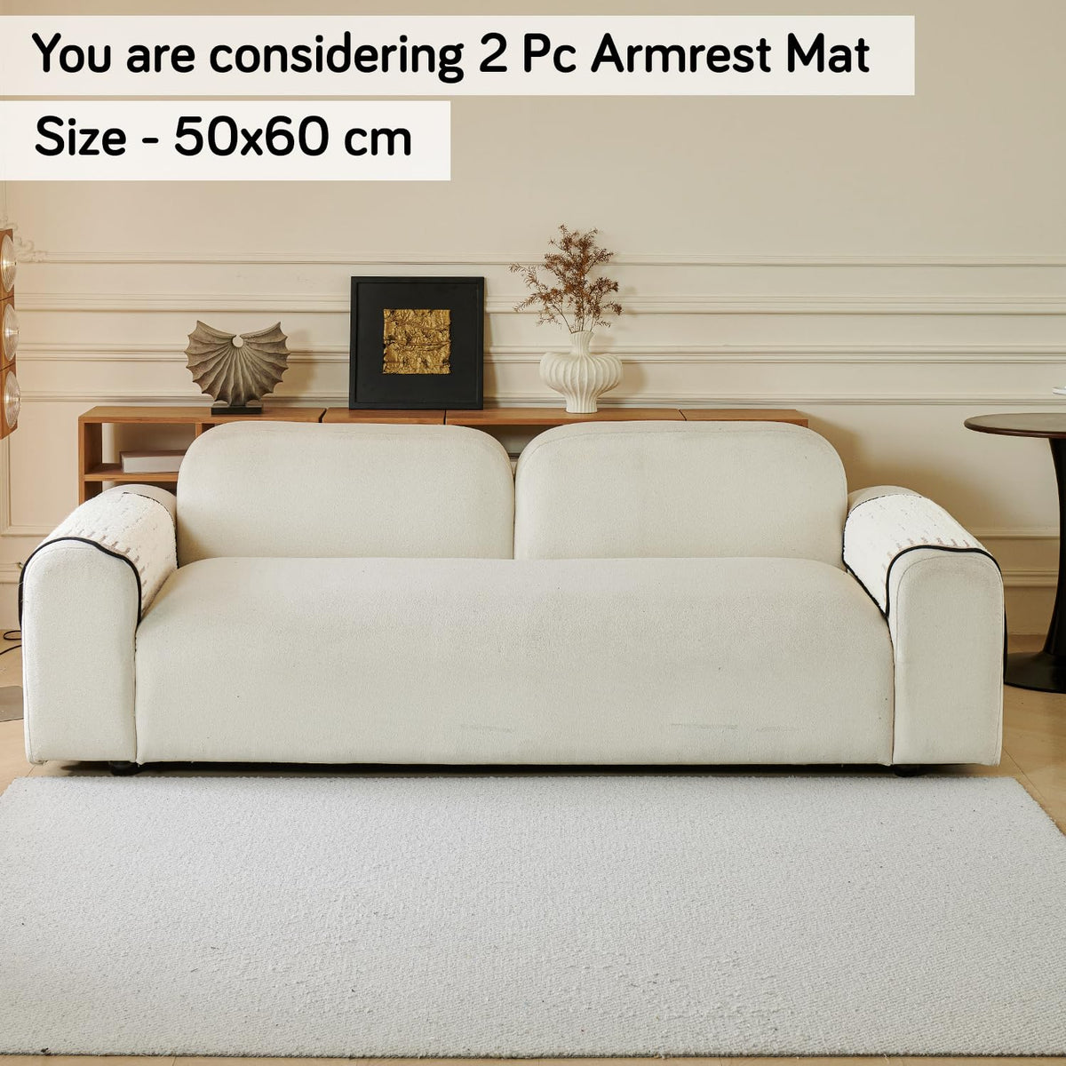 Premium Supple Soft Wavy Sofa Cover Mat, Off White