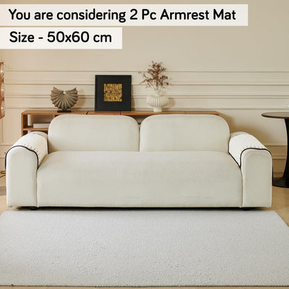 Premium Supple Soft Wavy Sofa Cover Mat, Off White