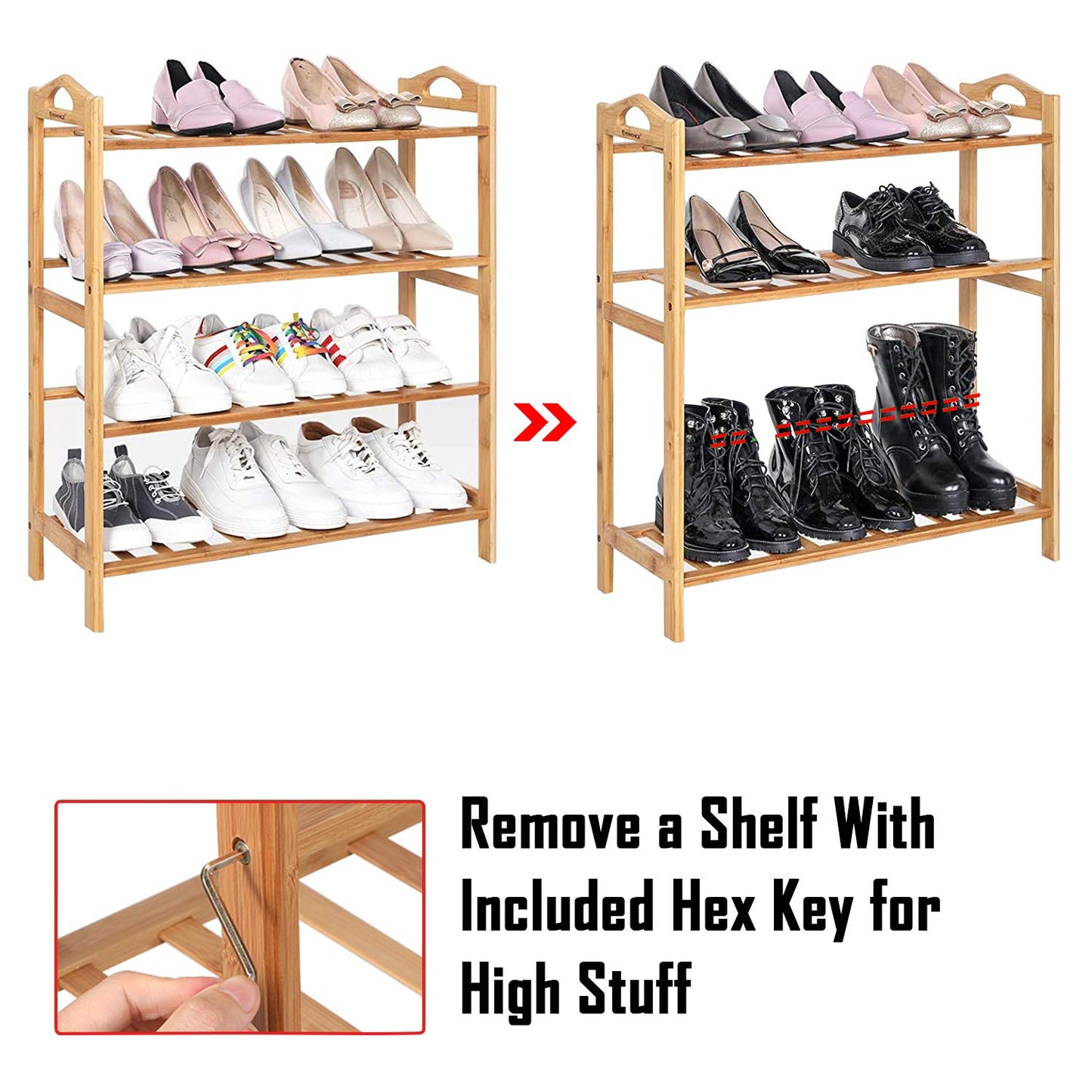 Bamboo 3/4/5 Tier Shoe Racks Slipper Stand Chappal Storage Organizer Utility Racks