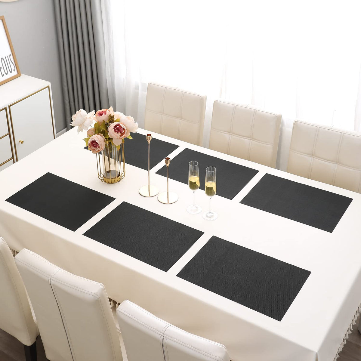 PVC Dining Table Mats, Jet Black