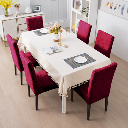 Chair Cover Set of 1/2/4/6, 190 GSM Jacquard, Maroon