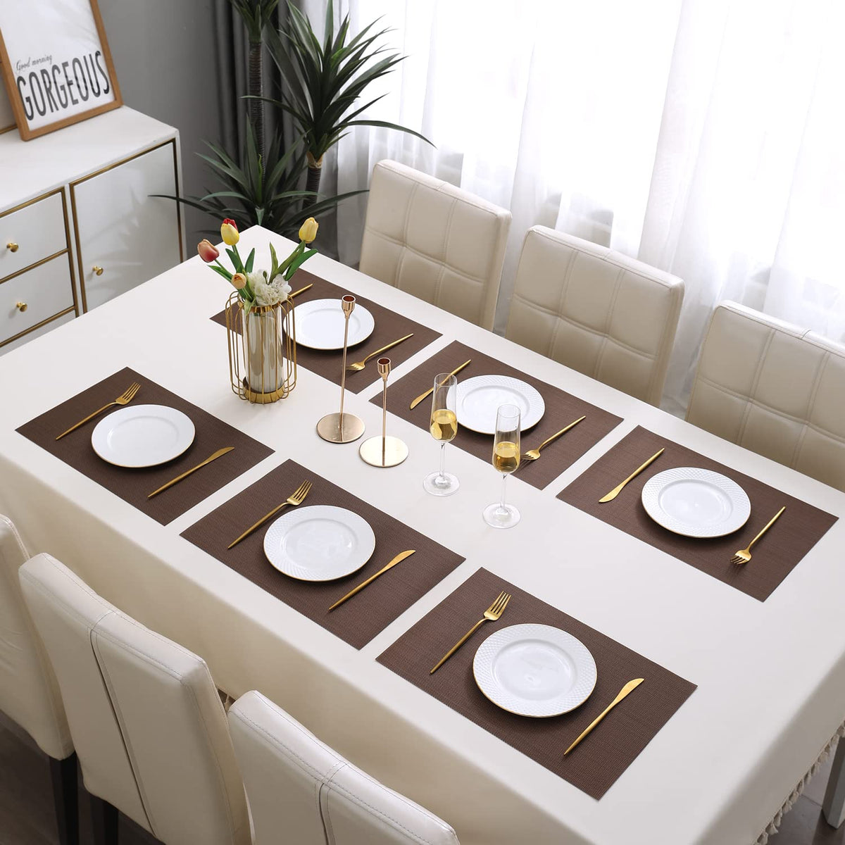 PVC Dining Table Mats, Brown