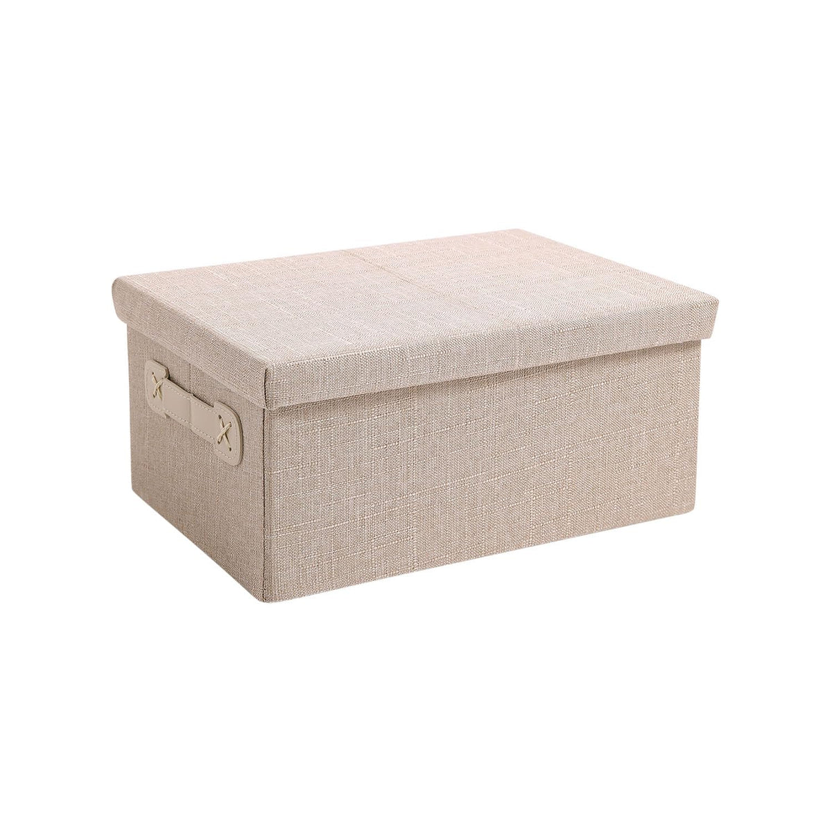 Organisers Storage Box with Lid, Beige, Pack of 2