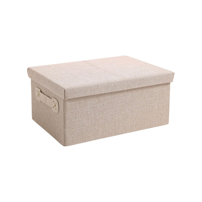 Organisers Storage Box with Lid, Beige, Pack of 1/2