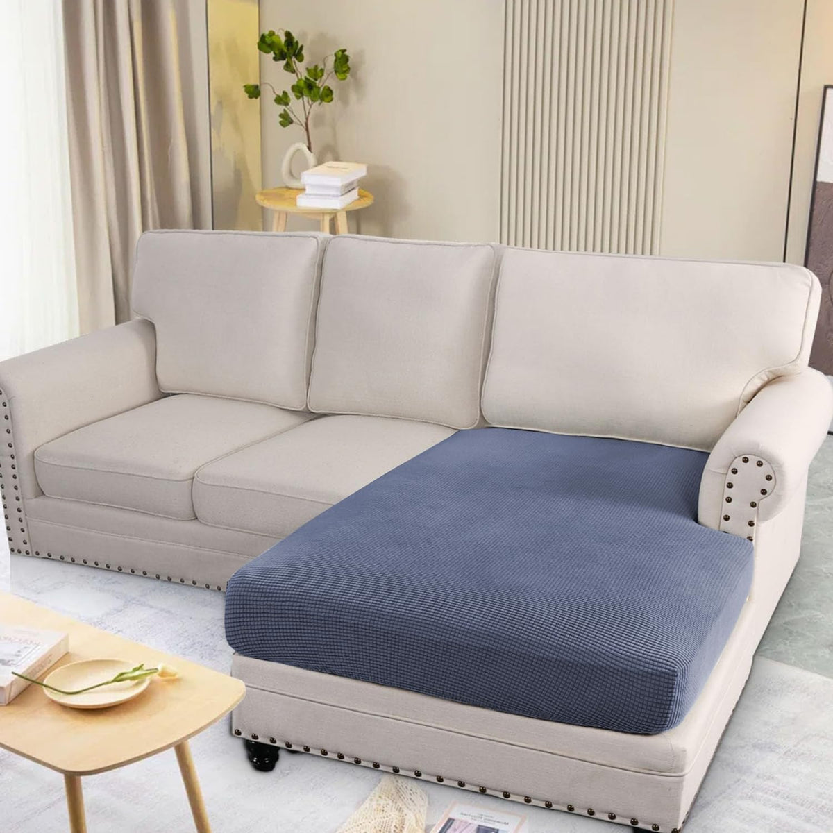 Stretchable Thick Jacquard Textured Seat Cushion Cover for 1/2/3 Seaters / Pieces for Sofa, Dark Grey