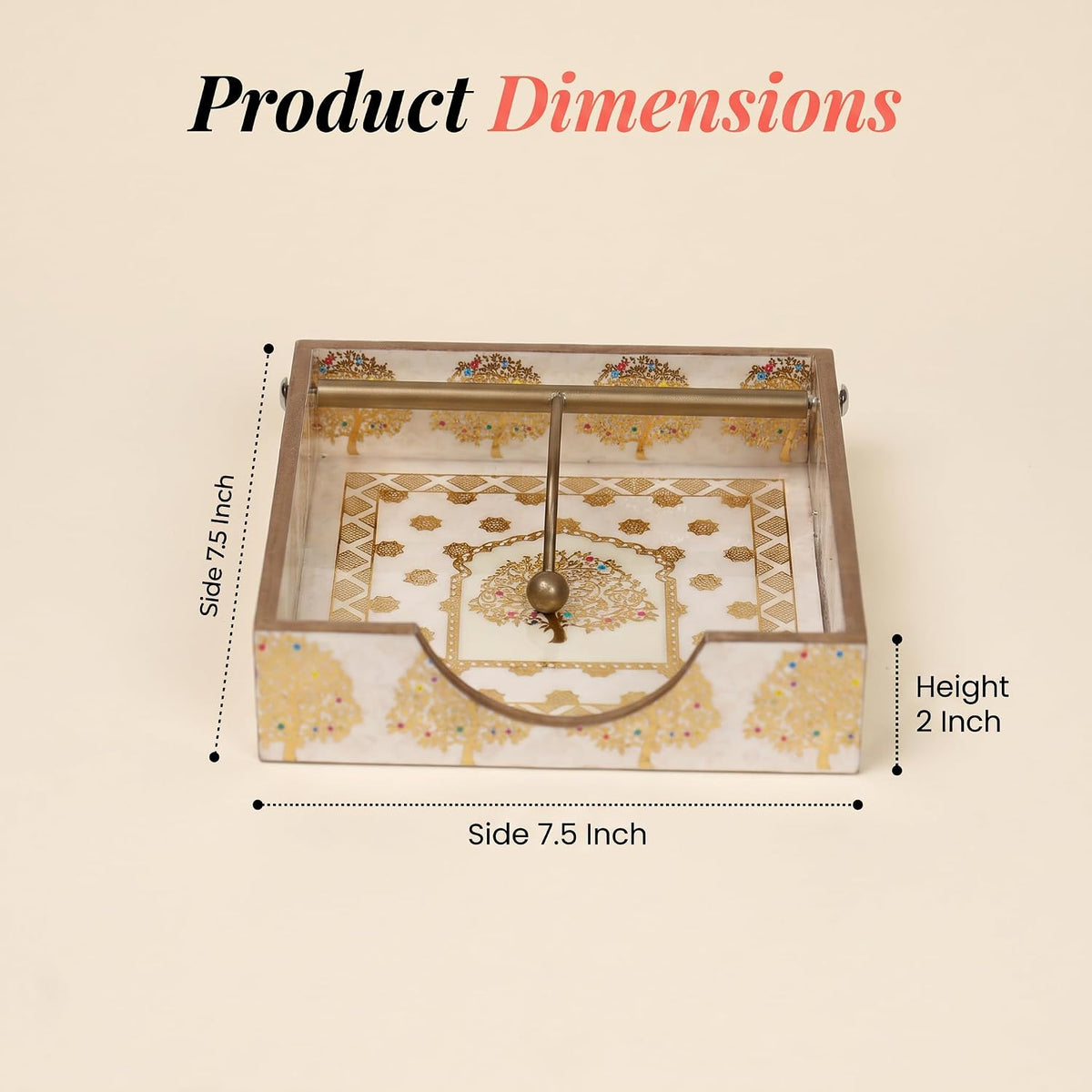 HOKIPO Napkin Holder for Dining Table, Engineered Wood, Swarna Vriksha - image 4