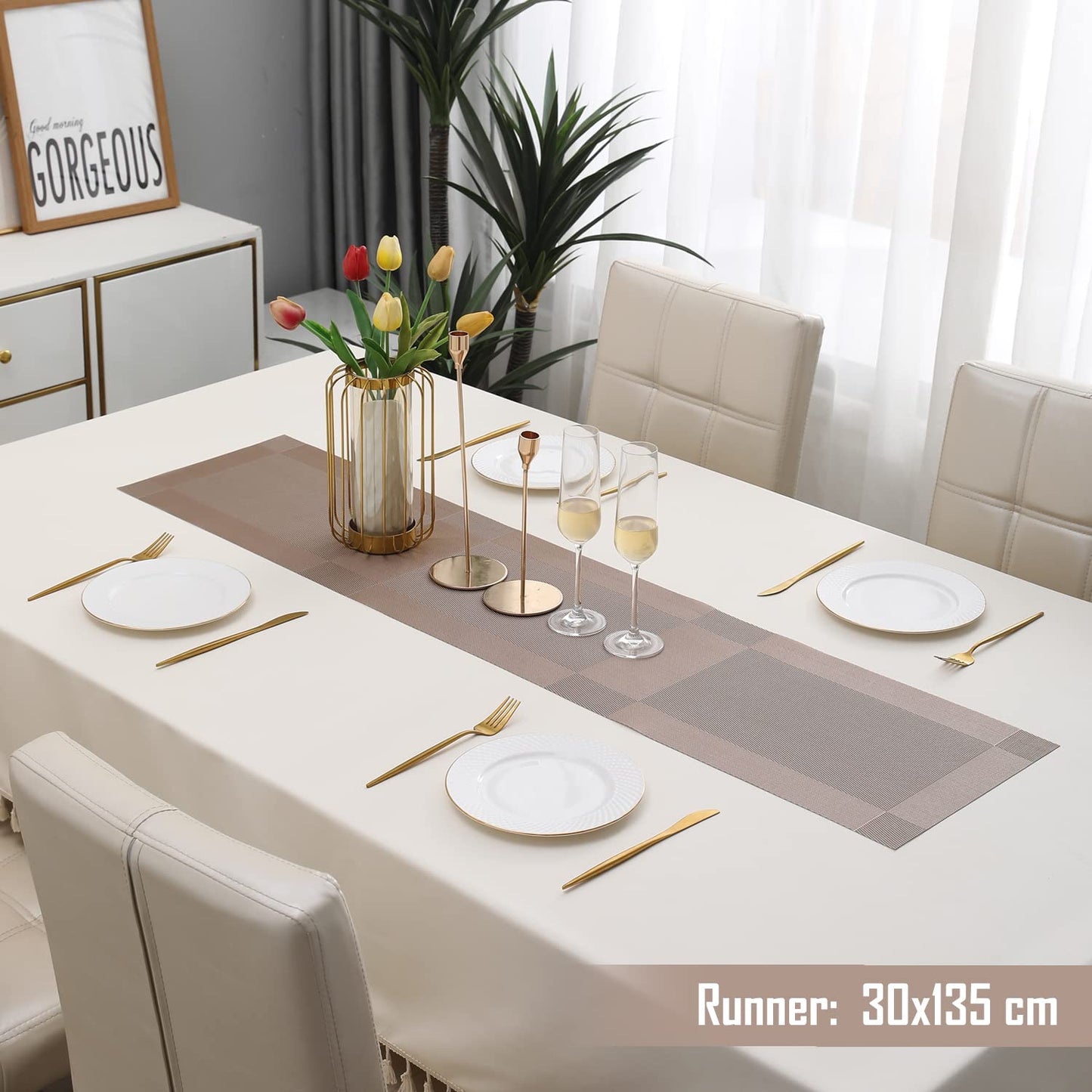PVC Table Runner for Dinner and Coffee Table, Copper
