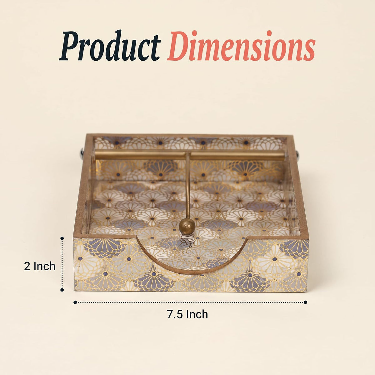 HOKIPO Napkin Holder for Dining Table, Engineered Wood, Indigo Flora - image 4