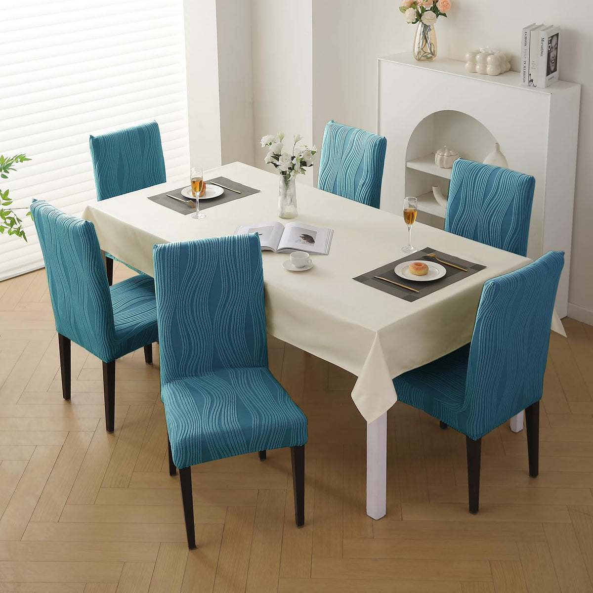 Nestiva Series Stretchable Knitting Jacquard Chair Cover - Sea Blue